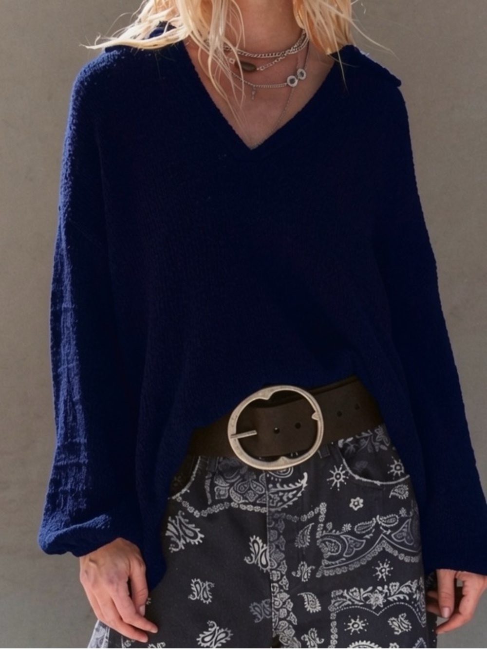 NWT Free People Ren Sweater Pullover in Darkest Night